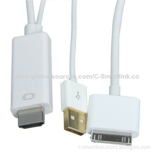 iPad to HDMI Male 1.8m + USB1m, 1.8m Male + USB Cable for iPhone 4 and 4S, iPad 2, iPad, Charging